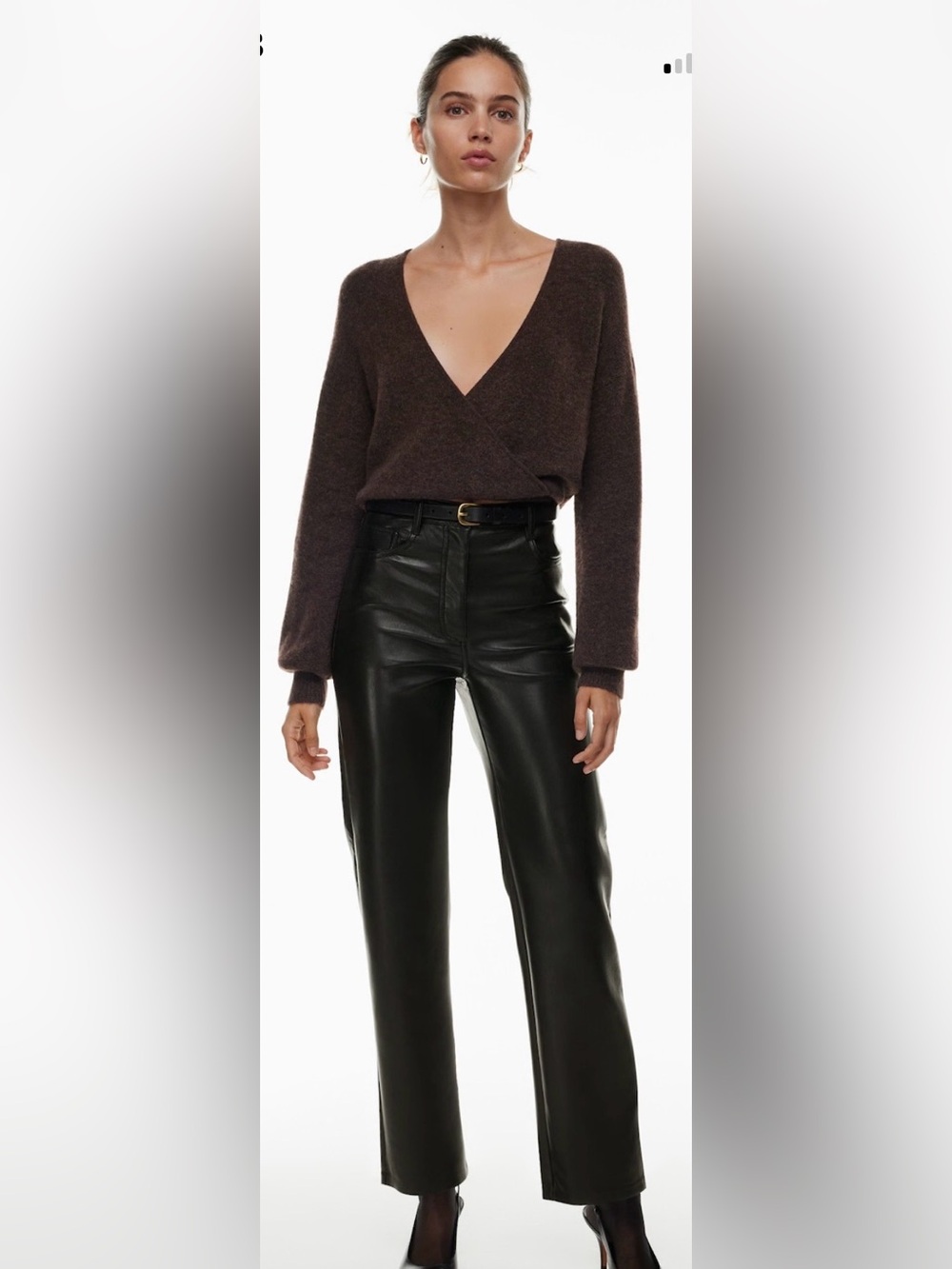 NWT Wilfred Aritzia Black Faux Leather Melina Pants SZ 4